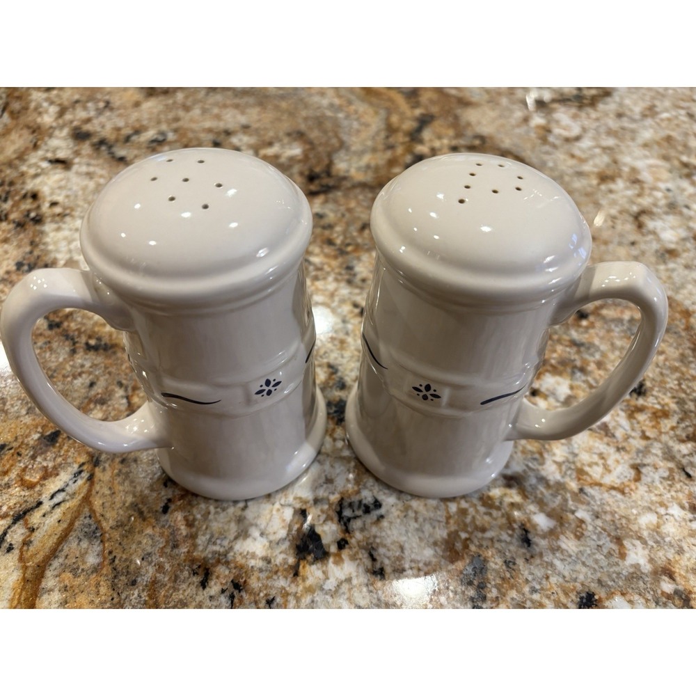 Longaberger Pottery Woven Traditions Heritage Blue 5" Salt & Pepper Shakers